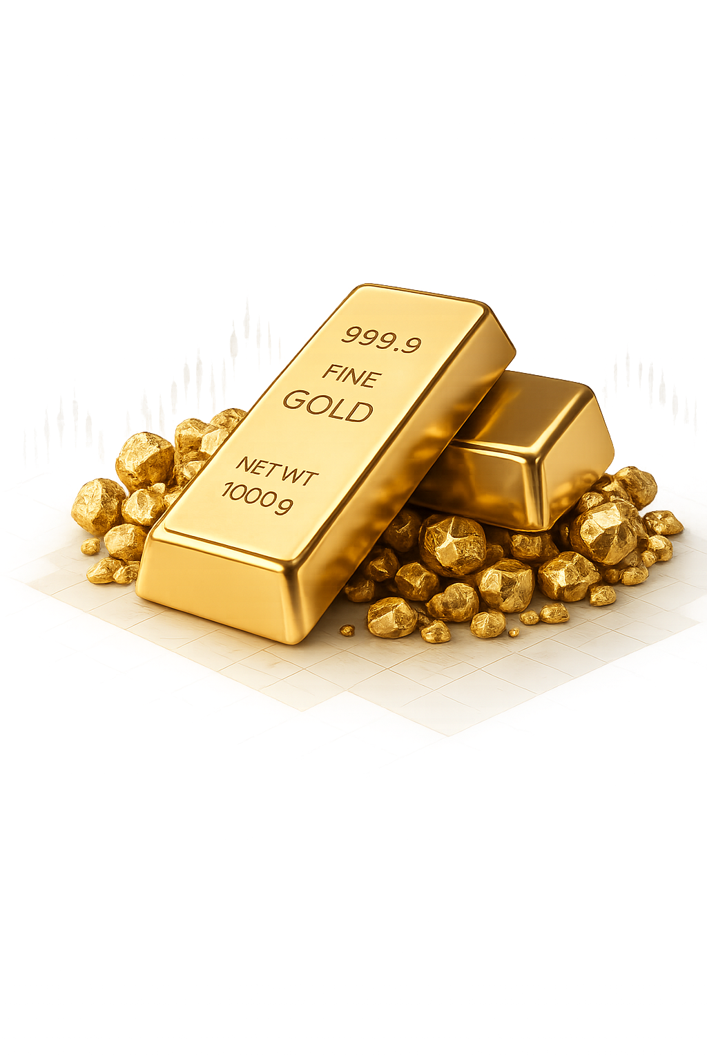 Premium gold bullion bars and nuggets